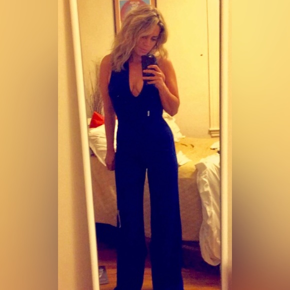 Lulu’s Cobalt Blue Backless Jumpsuit - Picture 1 of 6